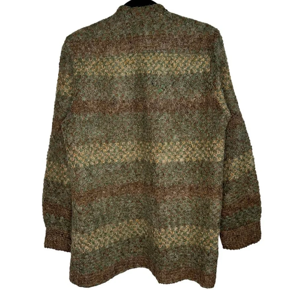 VINTAGE Mohair Blend Union Made Earthy Tone Cardigan Sweater Fairy Grunge Large - Picture 5 of 10